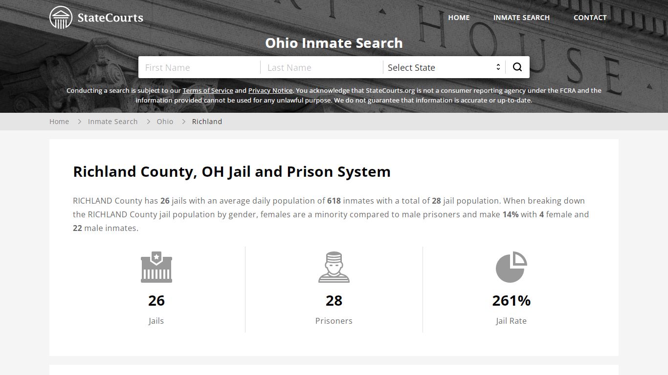 Richland County, OH Inmate Search - StateCourts
